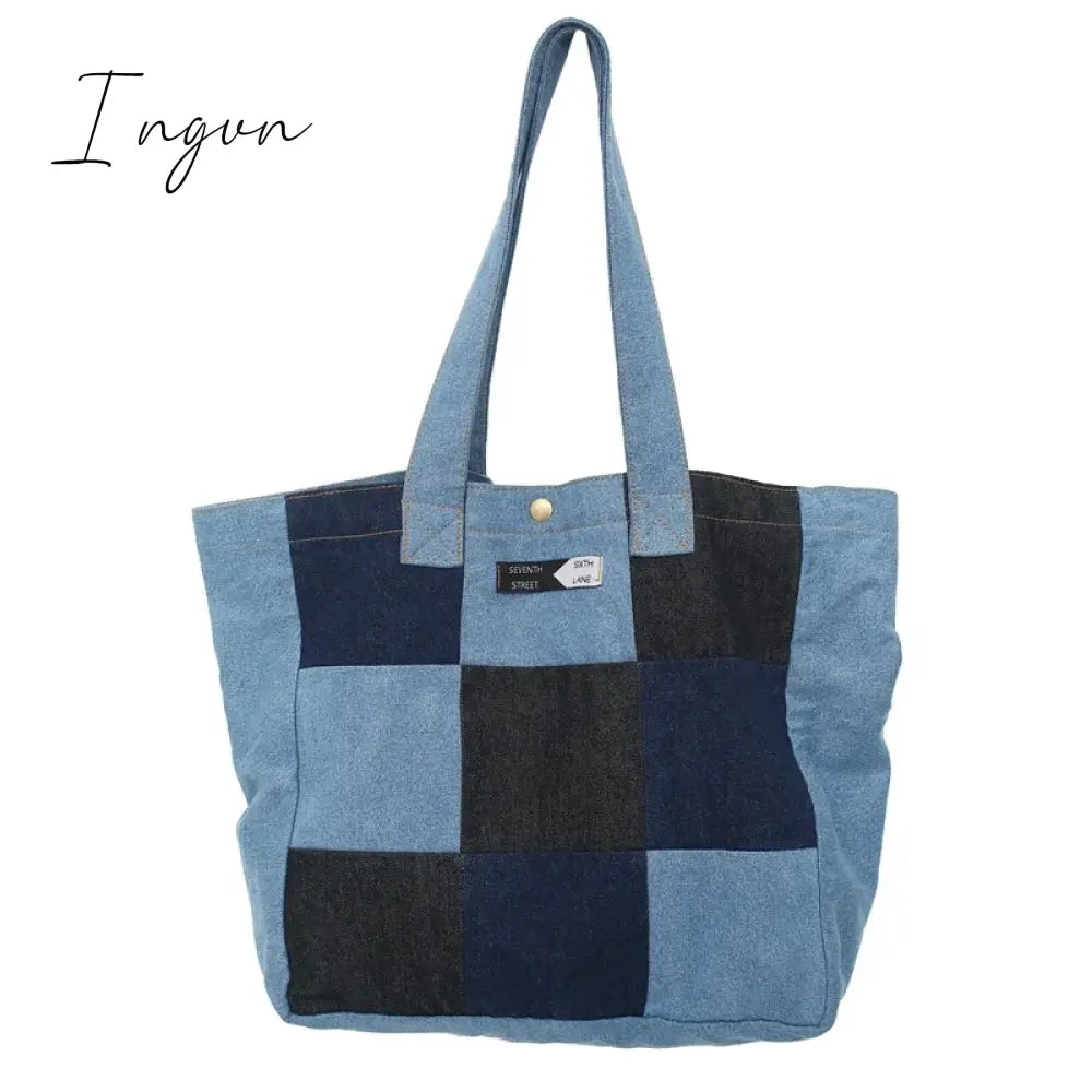 Ingvn - Denim Women's Bag 2024 New Eco Reusable Ladies Handbags Canvas Shopping Travel Shoulder Bags Unisex Jeans Crossbody Bag Shoppers