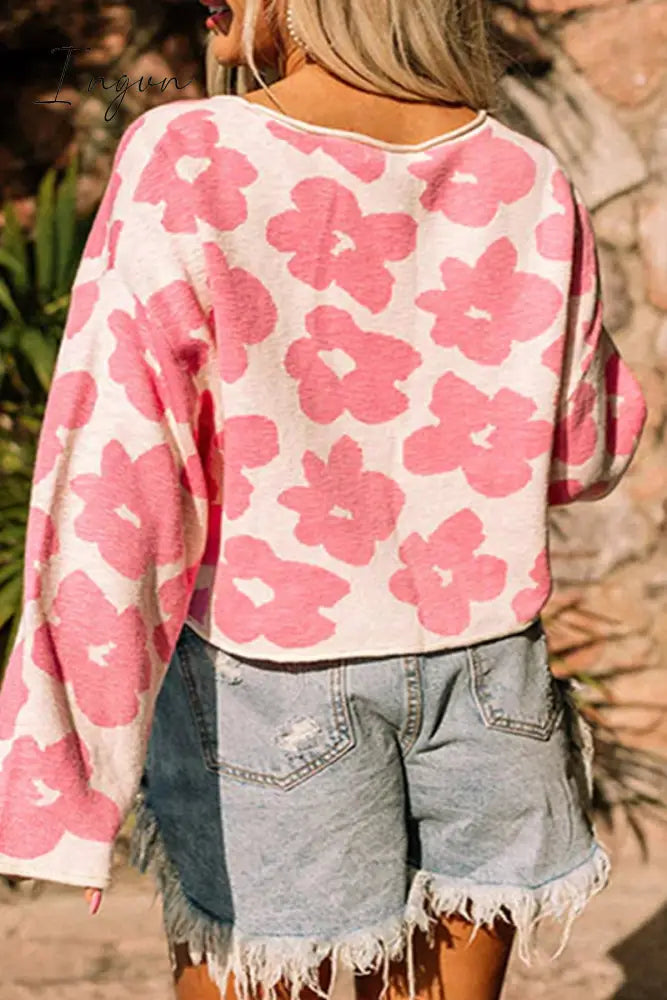 Ingvn - Casual Geometric Weave O Neck Tops