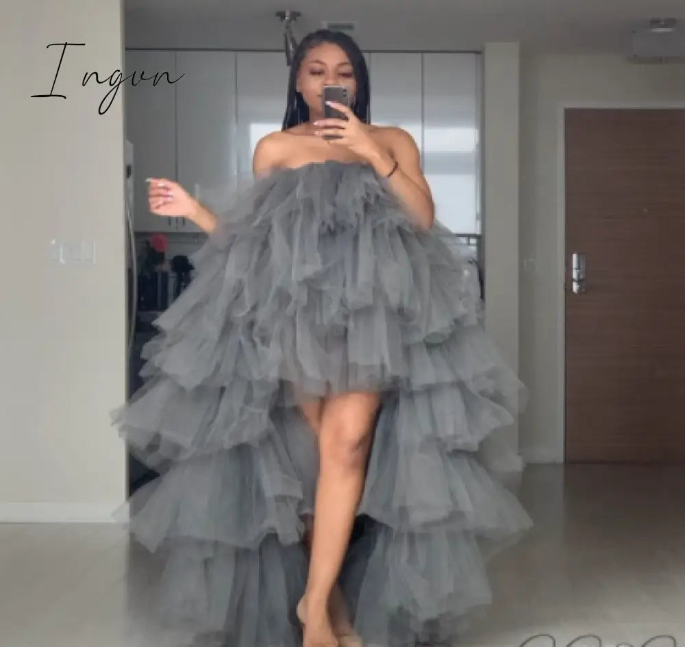Ingvn - Fashion Hi Low Puffy Tiered Tulle Women Drsee Plus SizeTo Party Dresse Pretty Tulle Dressing Royal Blue Tutu Women Orchid Dress