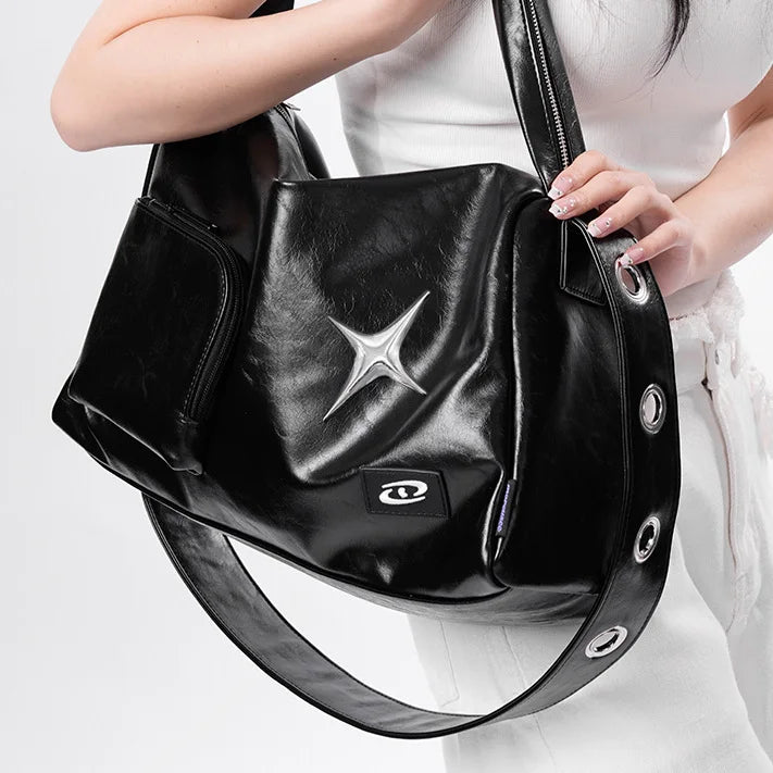 INGVN  Girls Crossbody Tote Bags Women High-capacity Grunge Y2k Aesthetic Shoulder Bag Vintage Simple Fashion Casual Handbags All Match