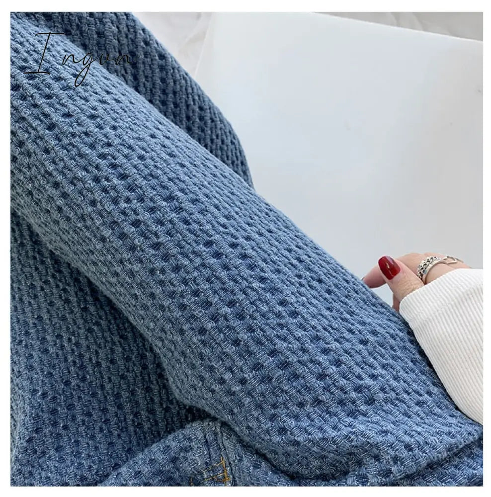 Ingvn - Women Jeans High Waist Casual Streetwear y2k Baggy Office Lady New Fashion Korean Denim Trousers Female Straight Wide Leg Pants
