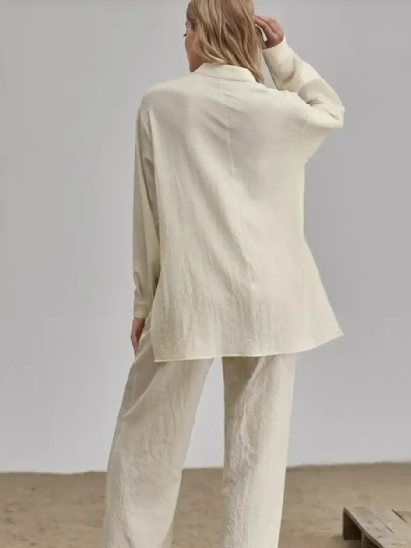 Button Up Long Sleeve Shirt and Pants Set