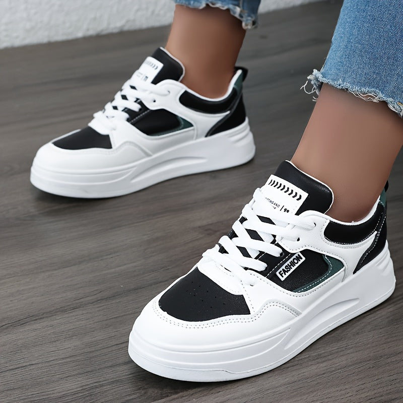 Spring Collection - Womens Fashion Sneakers - Stylishly Simple & Versatile - Non-slip Flat Sole for Outdoor Adventures - Comfortable Lace-up Design