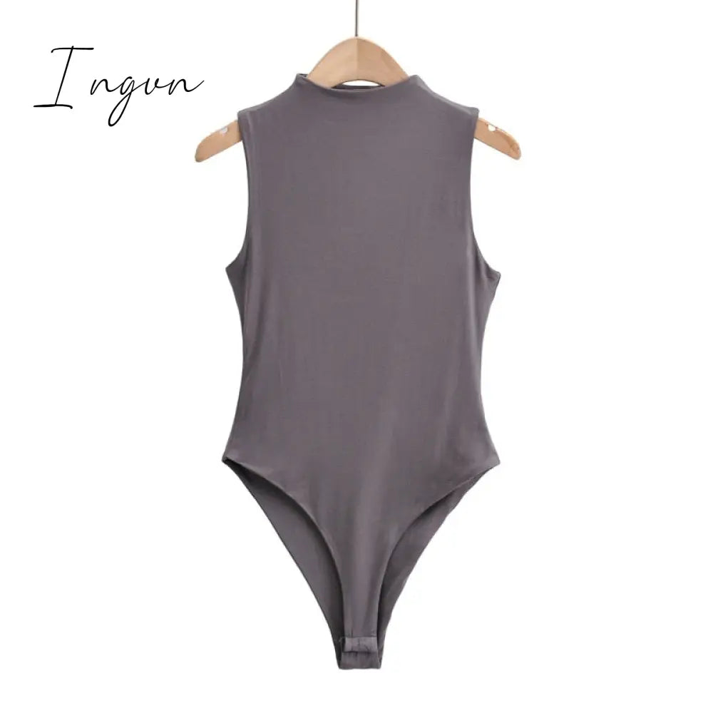 Ingvn - Summer outfits for women elegant bodysuit women sexy bodycon bodysuits black sleeveless one piece outfit women fashion