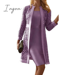 Ingvn - New Elegant Casual Mature women Fashion Spring Autumn Slim Dress Solid Dresses Women Long Sleeve Women Commuter get-together S-5Xl