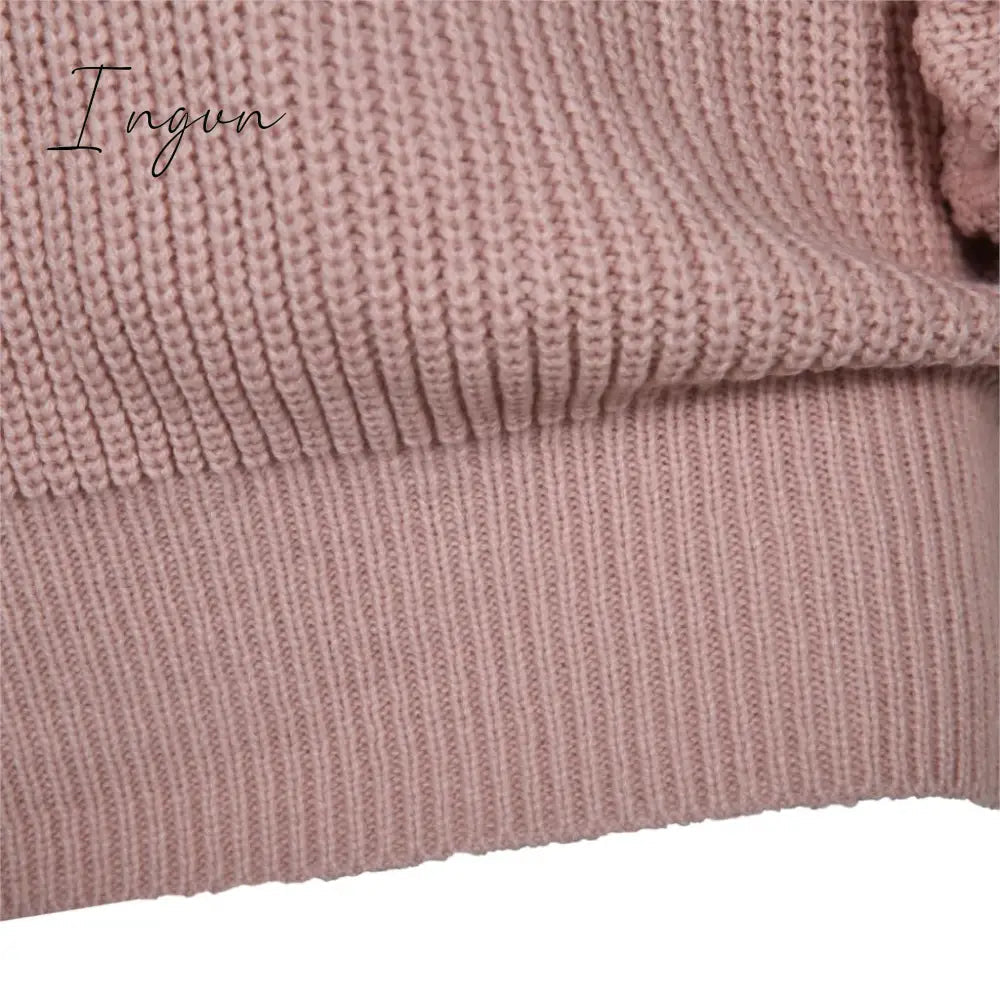 Ingvn - The hottest ladies casual off-shoulder lantern sleeve knitted sweater dress