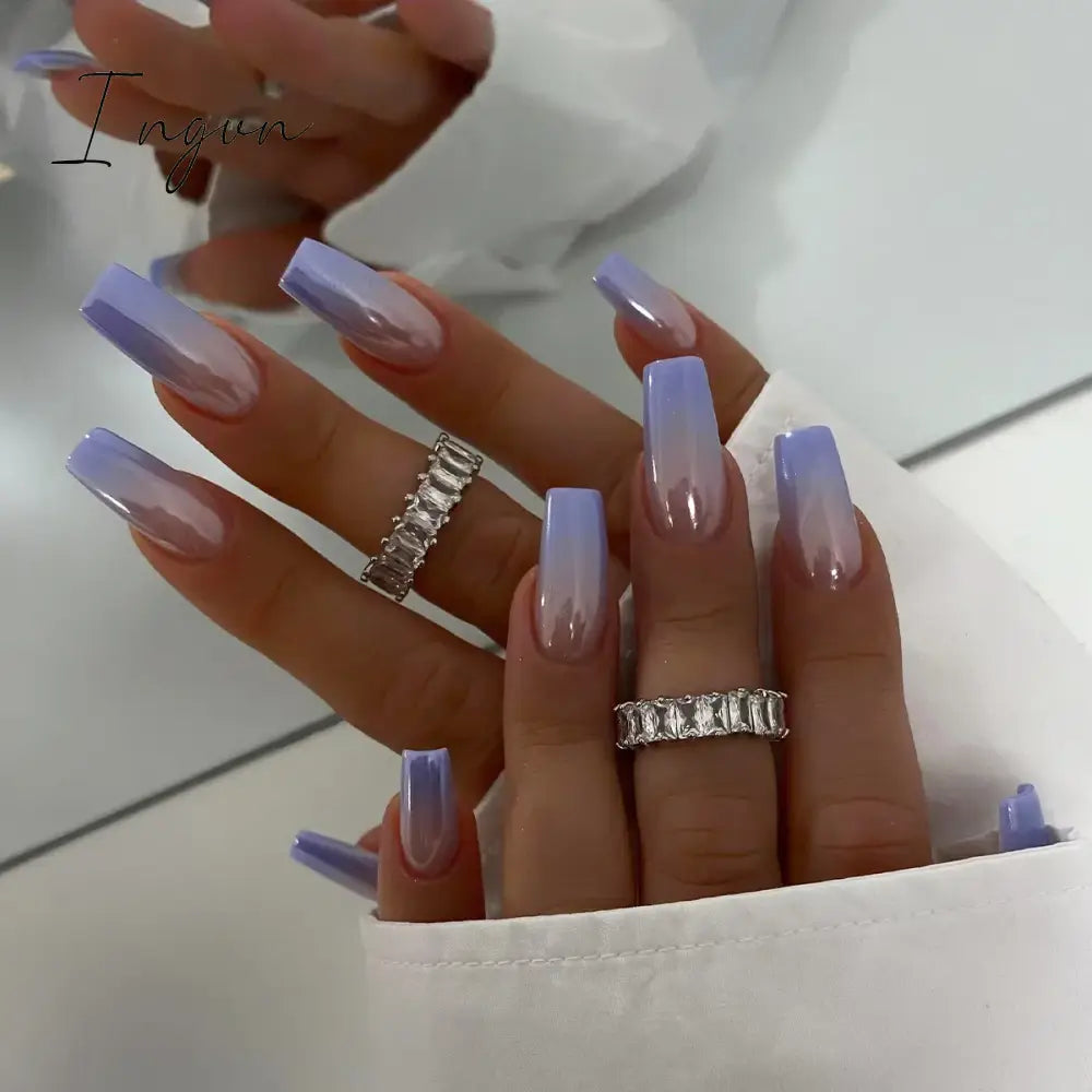 24Pcs French Tip  Press on Nails Short Coffin False Nails Simple Wearable Fake Nails Frosted Full Cover Press on Nail Tips Art