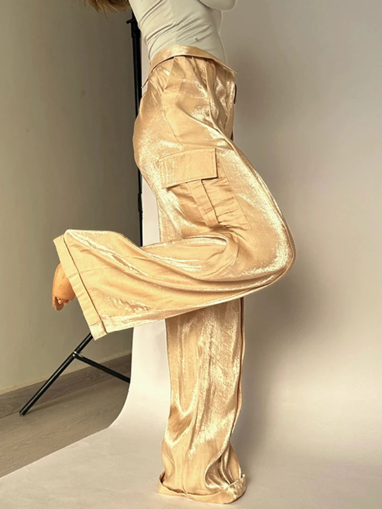 Ingvn  Women Baggy Pants Streetwear y2k Low Rise Cargo Pants  Fashion Night Club Party Holiday Long Trousers Korean Style