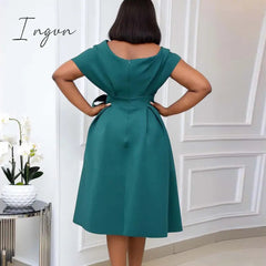 Ingvn - High Quality Women Dress Bow Elegant Wedding Party Dresses For Women Plus Size S-XXXL Women Clothing Adult Dress Vestidos