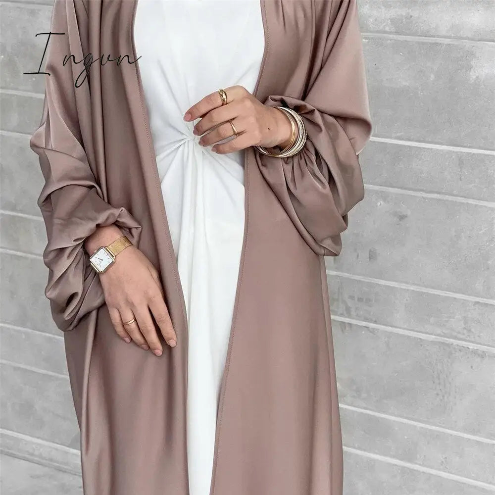 Ingvn - 2023 Summer Puff Sleeve Muslim  Abaya Women Dress Elegant Modest Morocco Party Long Dress Islamic Turkey Dubai Eid Ramadan Jubah Robe