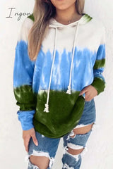Ingvn - Hooded Collar Tie-Dye Print Hoodie(3 Colors)