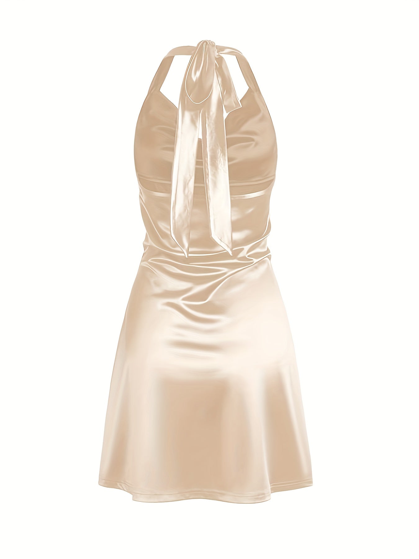 Sexy Satin Cowl Neck Halter Dress - Backless Mini Dress for Evening Party - Women's Clothing