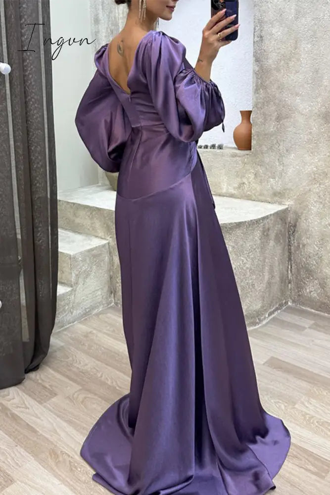 Ingvn - Elegant Formal Solid Fold V Neck Evening Dresses(3 Colors)