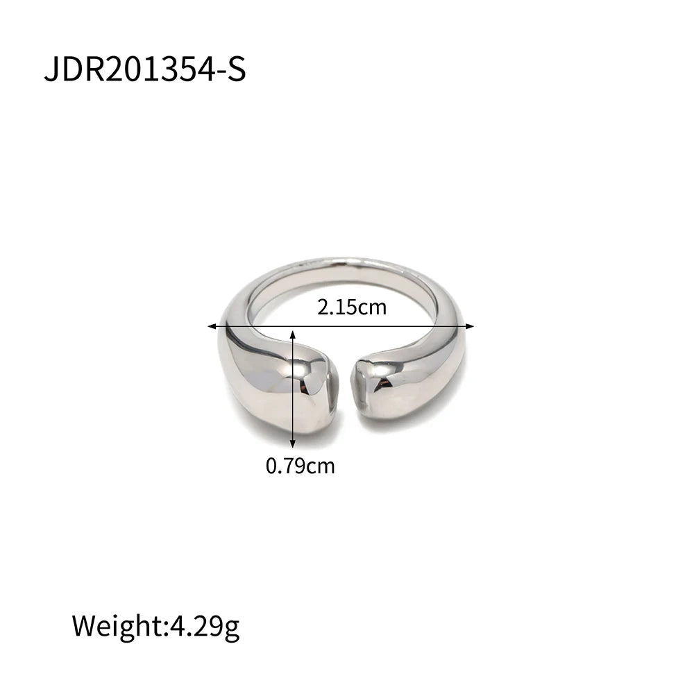 INGVN  Fashion Stainless Steel Waterproof Open Ring Personality Charms PVD Real Gold 18K Plated Trendy Jewelry for Women