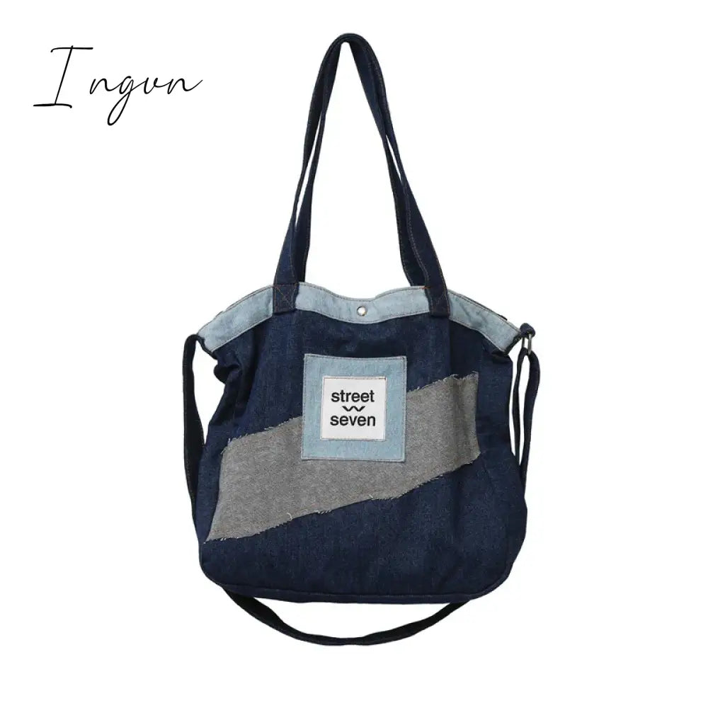 Ingvn - Denim Women's Bag 2024 New Eco Reusable Ladies Handbags Canvas Shopping Travel Shoulder Bags Unisex Jeans Crossbody Bag Shoppers