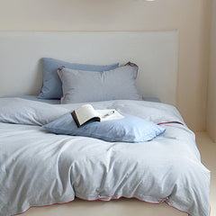 New Style Dense Edge Washed Cotton Pinstripe Four-piece Japanese Style Simple Thin Strip Single and Double Bed Hat for Students
