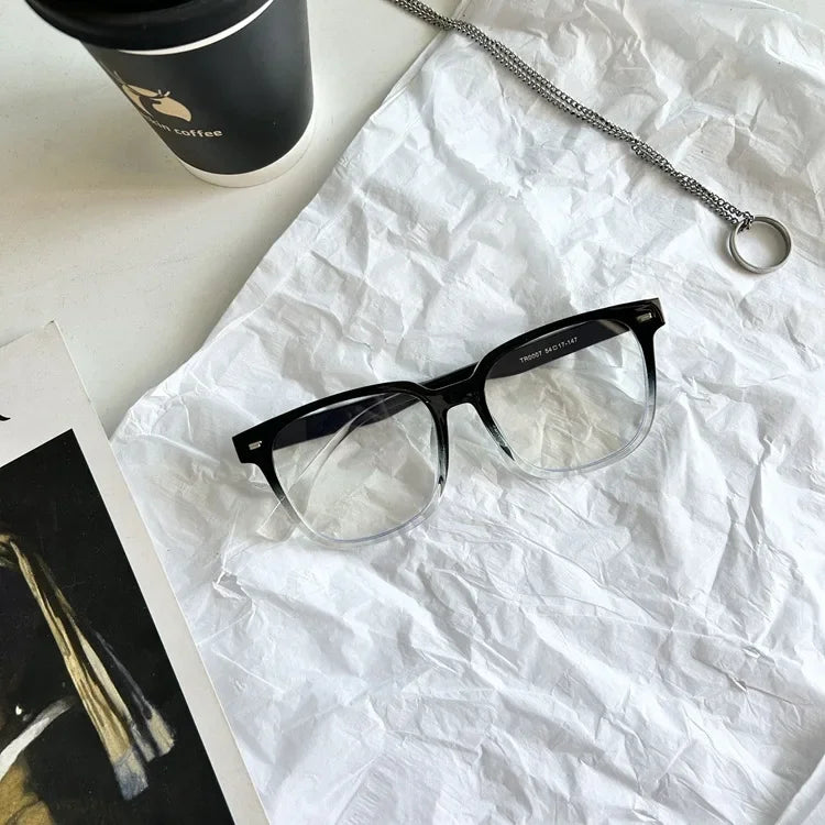 INGVN  Korea Big Glasses Frame Women Lovely Ins No Makeup Plain Glasses Men Eyewear Cute Decorative Computer Glasses