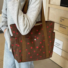 Ingvn  Fashionable Beautiful Corduroy Shoulder Bag Personalized High Grade Commuting Handbag Casual Simple Large Capacity Mommy Bag