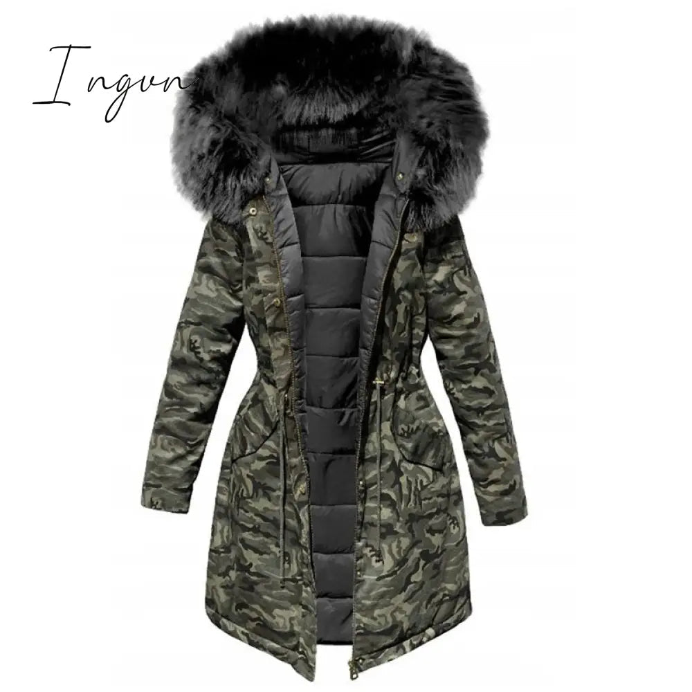 Ingvn - velvet thick denim jacket female winter big faux fur collar Korea denim  coat female student short coat