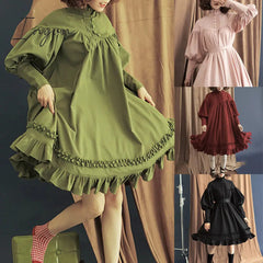 Ingvn - New Arrival 5 Colors Gothic Lolita Dress Japanese Soft Sister Black Dresses Cotton Women Princess Dress Girl Halloween Costume