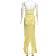 Ladies Autumn Feather New Fashion Evening Party Dress Women Sleeveless Backless Side Slit Bodycon Maxi Dresses Club Streetwear