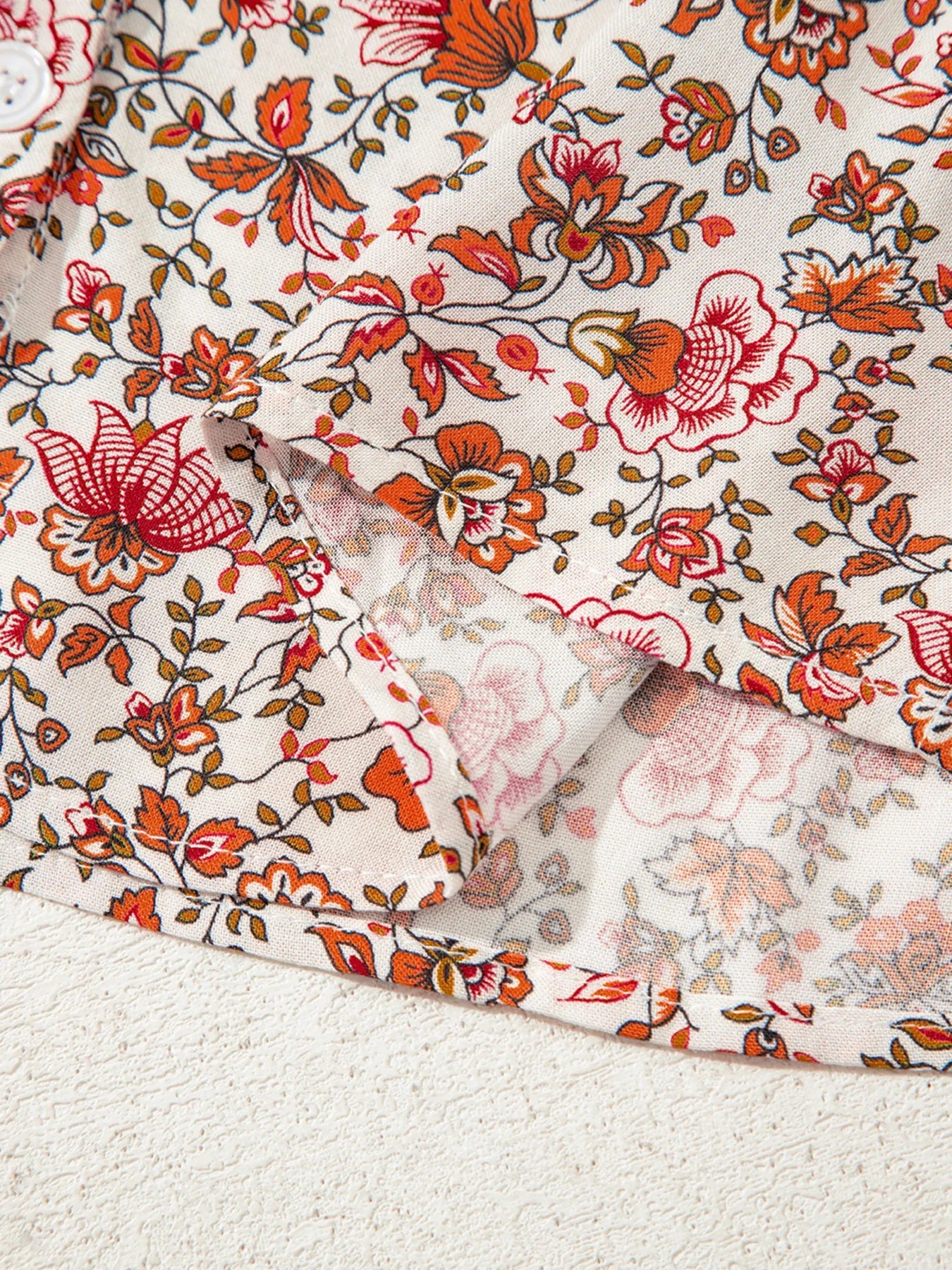 Floral Long Sleeve Button Down Blouse