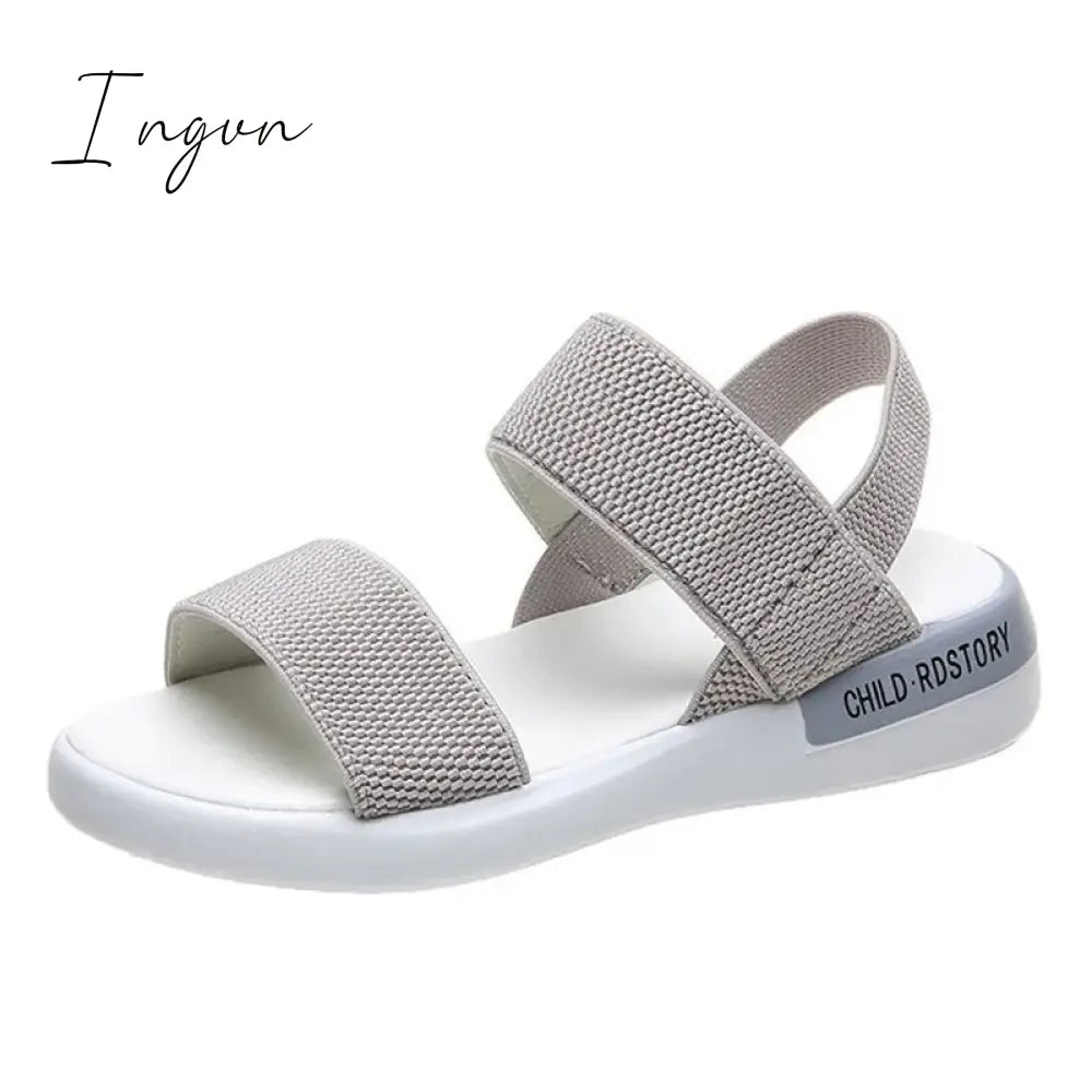 Ingvn - 2024 Sports women's sandals elastic elastic summer new students flat outside wear fairy wind Roman beach women's shoes