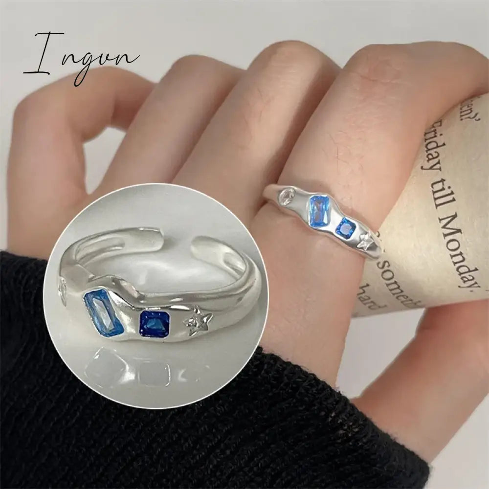 Aesthetic Rings For Women Heart Star Colorful Zircon crystal Minimalist Open Adjustable Finger Rings Fashion Band Female Bijoux