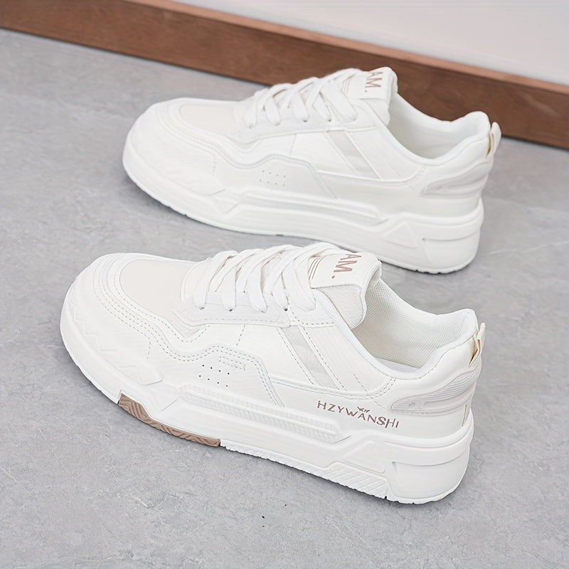 Women's Casual Platform Sneakers, Versatile Lace Up Outdoor Shoes, Comfortable Low Top Skate Shoes plus size