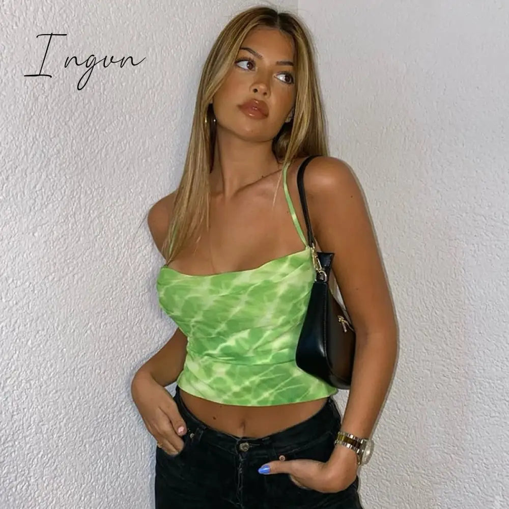 Ingvn - 80s fashion 21 Style Sexy Vintage Strappy Y2K Halter Crop Top Women Summer 90s Backless Cami Tops Tees Ladies Fashion Fitness Camisole Party