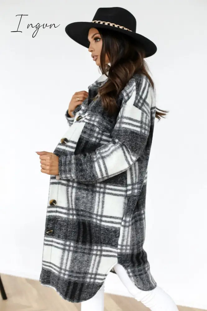 Ingvn - Selling Women's Autumn Coat Fashion Long Section Casual Warm Lattice Woolen Winter Jacket Banquet Trend Lapel Women's Windbreaker
