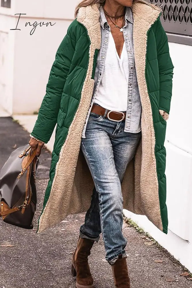 Ingvn - Casual Street Solid Patchwork Hooded Collar Outerwear(5 Colors)