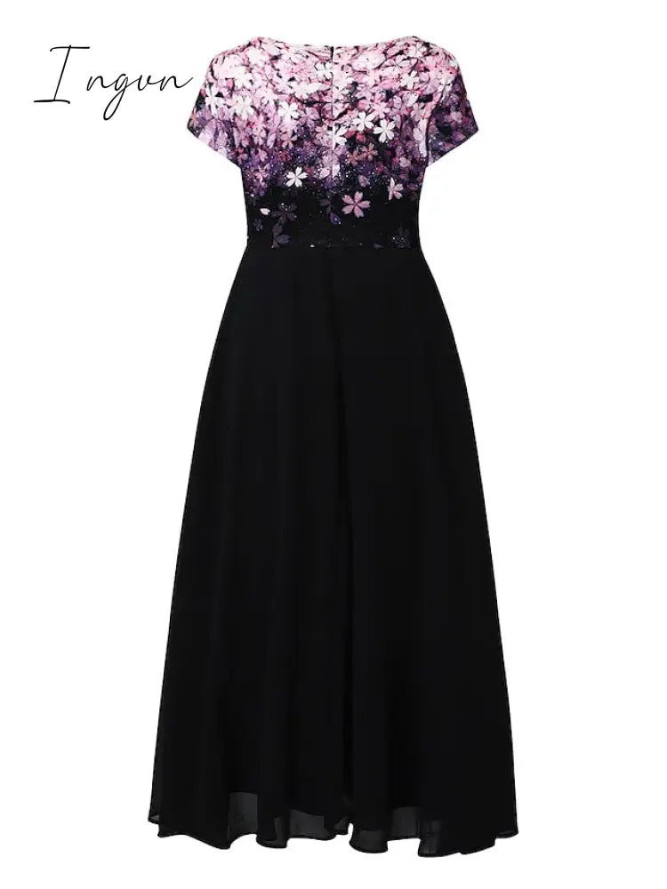 Ingvn - Women's Casual Dress Lace Dress Sheath Dress Midi Dress Black Blue Purple Short Sleeve Floral Ruched Fall Spring Summer V Neck Stylish Vacation Weekend 2023 S M L XL XXL 3XL 4XL 5XL