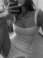 Mozision Backless Knit Sweater Crop Tops For Women Vest Fashion Spaghetti Strap Sleeveless Knitted Tank Tops Ladies Camis Tops