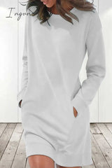 Ingvn - Casual Solid Solid Color O Neck Long Sleeve Dresses(6 Colors)