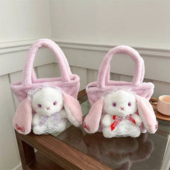 Ingvn  Plush Bunny Handbags for Women Cute Fluffy Soft Autumn Kawaii Small Shoulder Bag Lolita Jk Literary Elegant New Female Bag