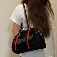 INGVN  2024 New Women Y2k Aesthetic Bow Shoulder Bags Vintage Casual Streetwear Fashion Handbags Trendy All Match Simple Underarm Bag