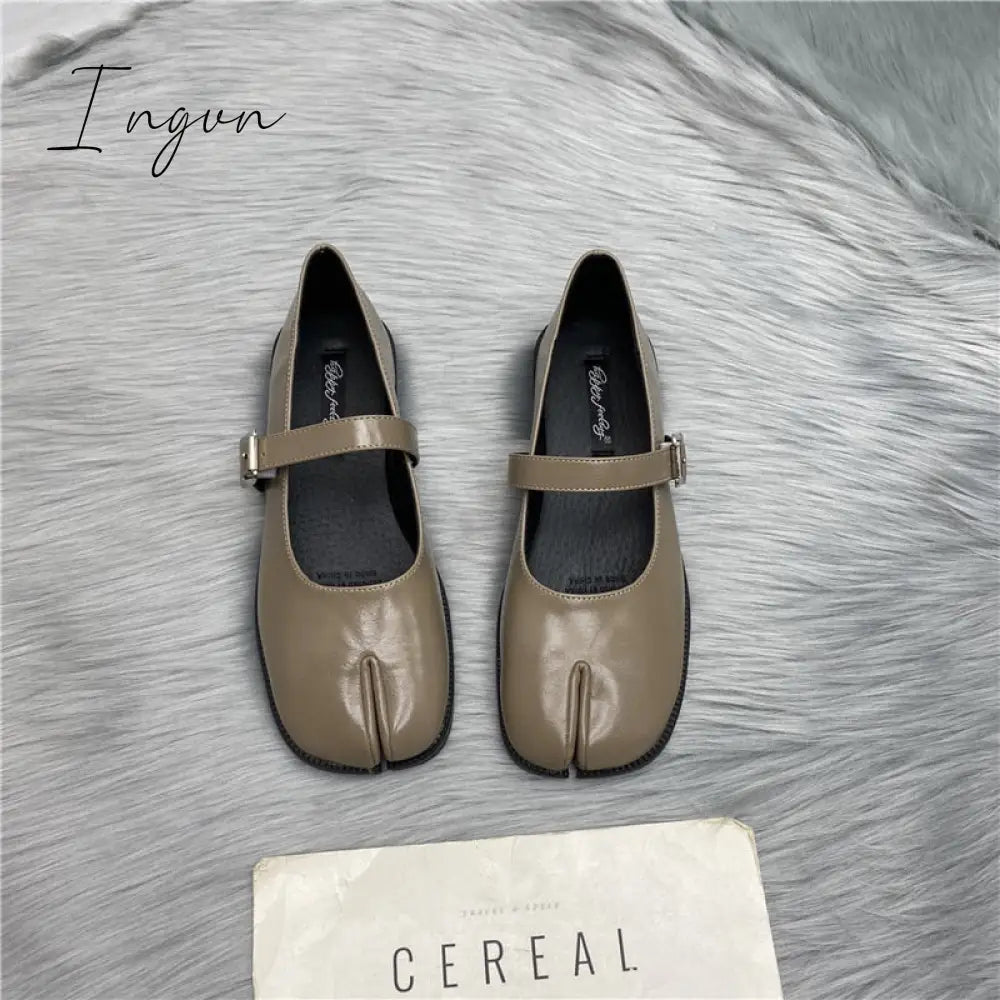 Ingvn - Spring Women Sandals New Split Toe Mary Jane Flats Ladies Pumps Female Retro Vintage Girl Daily Novelty Solid Ninja Shoes