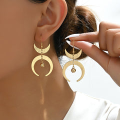 Exquisite Crescent Moon Dangle Earrings - Hypoallergenic Iron Drop Earrings with Luminous Pearl Accent, No Plating, 1 Pair for Women - Perfect Accessory for Parties, Music Festivals, and Everyday Wear