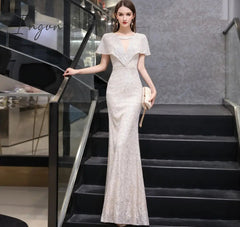 Ingvn - womens fashion Sexy Rose Gold Evening Dress Robe De Soiree Party Dresses Bridesmaid Dress Mariage Robe Vestidos Abiti Da Cerimoni Robe Femme