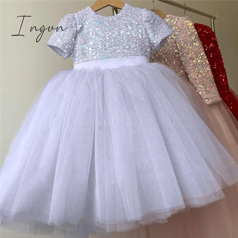 Ingvn - Girls Ruffles Princess Dress For Kids Wedding Elegant Party Tutu Prom Gown Children Birthday Pageant Communion Formal Vestidos