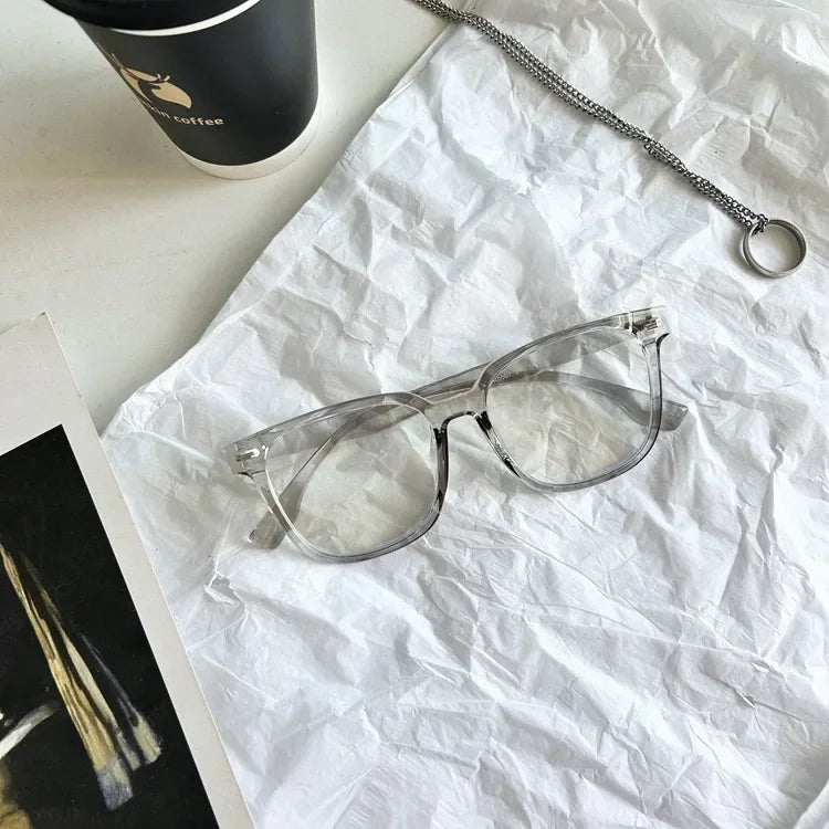 INGVN  Korea Big Glasses Frame Women Lovely Ins No Makeup Plain Glasses Men Eyewear Cute Decorative Computer Glasses