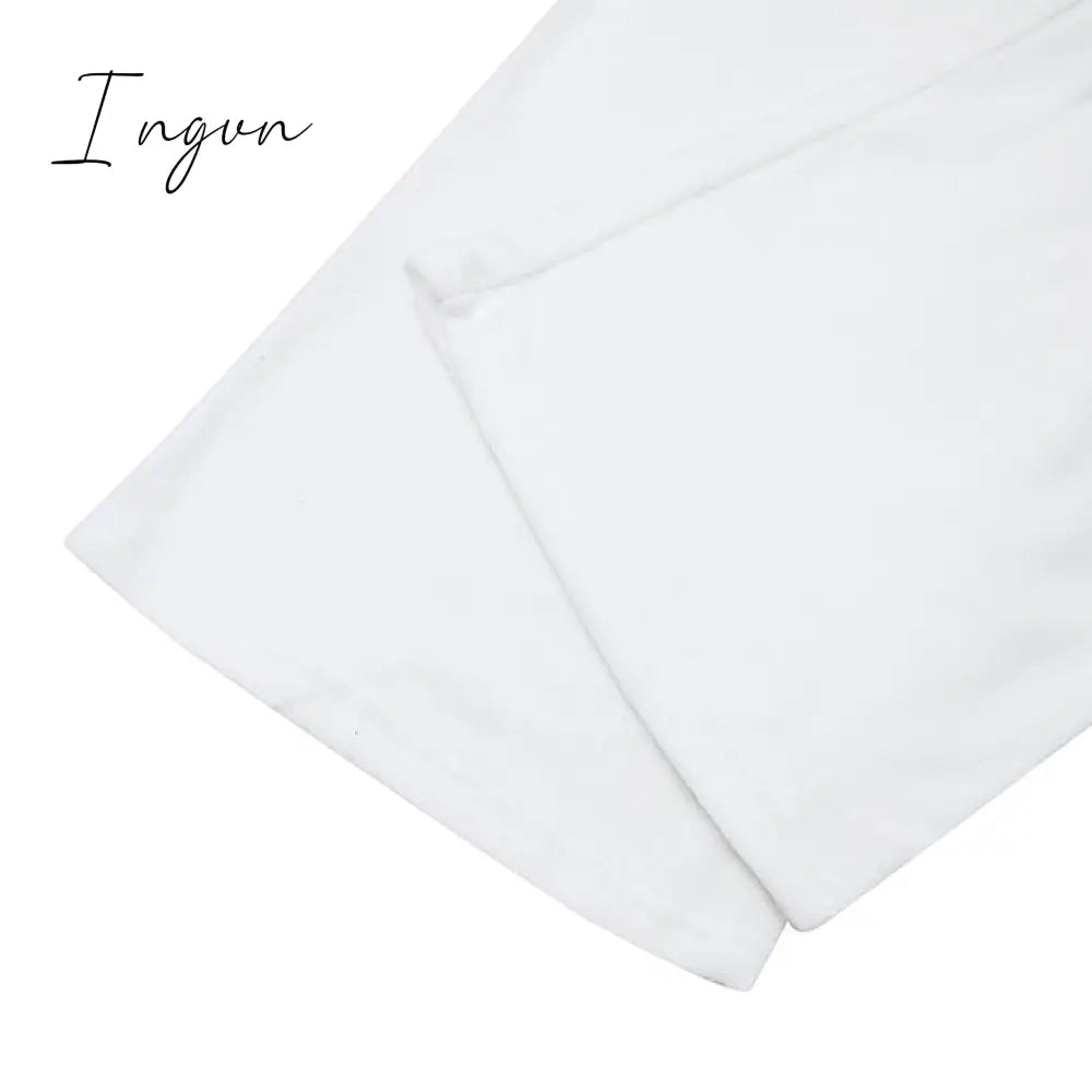 Ingvn - Women's  Lounge Sets 2 Pieces Solid Color Fleece Pajama V Neck Long Sleeve for Fall Winter White S 3XL