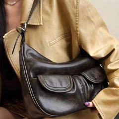 INGVN  2024 New Women Vintage Underarm Bag Korean Office Lady All Match Top-Handle Bags Trendy Fashion Simple Zipper Shoulder Handbags