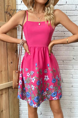 Ingvn - Floral Spaghetti Strap Mini Dress