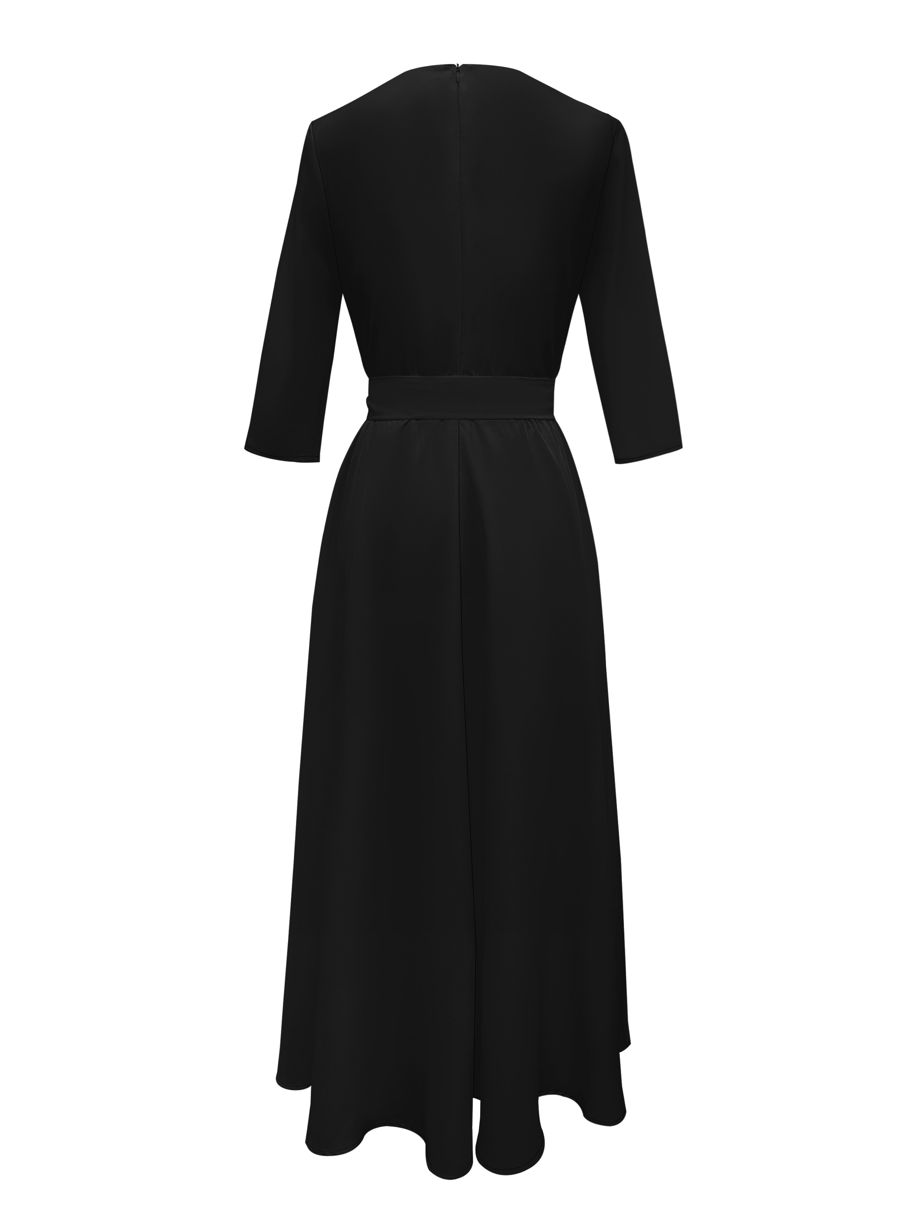 Stylish Geo Print Crew Neck Belted Dress - Elegant Half Sleeve Women's Dresses for Work, Formal Occasions, and Daily Wear - Soft, Comfortable, and Flattering Fit