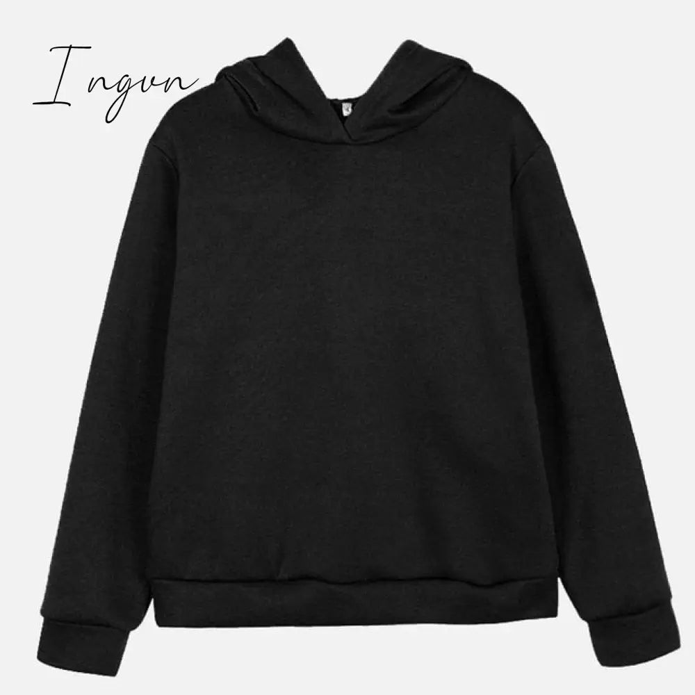 Ingvn - Women Elegant Solid Sets For Women Warm Hoodie Sweatshirts And Long Pant Fashion Two Piece Sets Ladies Lace Up Sweatshirt Suits