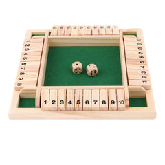 Voguable Deluxe Four Sided 10 Numbers Shut The Box Board Game Set Dice Party Club Drinking Games for Adults Families