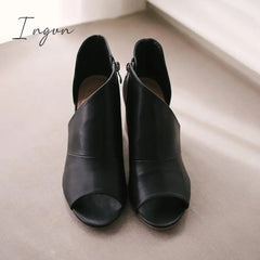 Ingvn - Mid Heel Peep Toe Heels