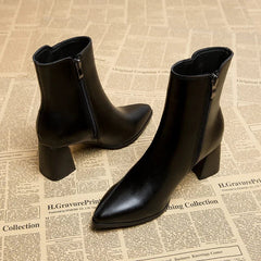 Ingvn  Short Plush Women Ankle Boots Fashion Side Zippers Shoes Autumn Winter Thick High Heel Women's Warm Short Booties